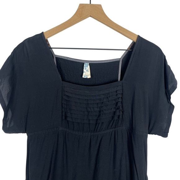 MAEVE by ANTHROPOLOGIE Pleated Bodice Black Babydoll Square Neck Dress Est 6 - Picture 6 of 11